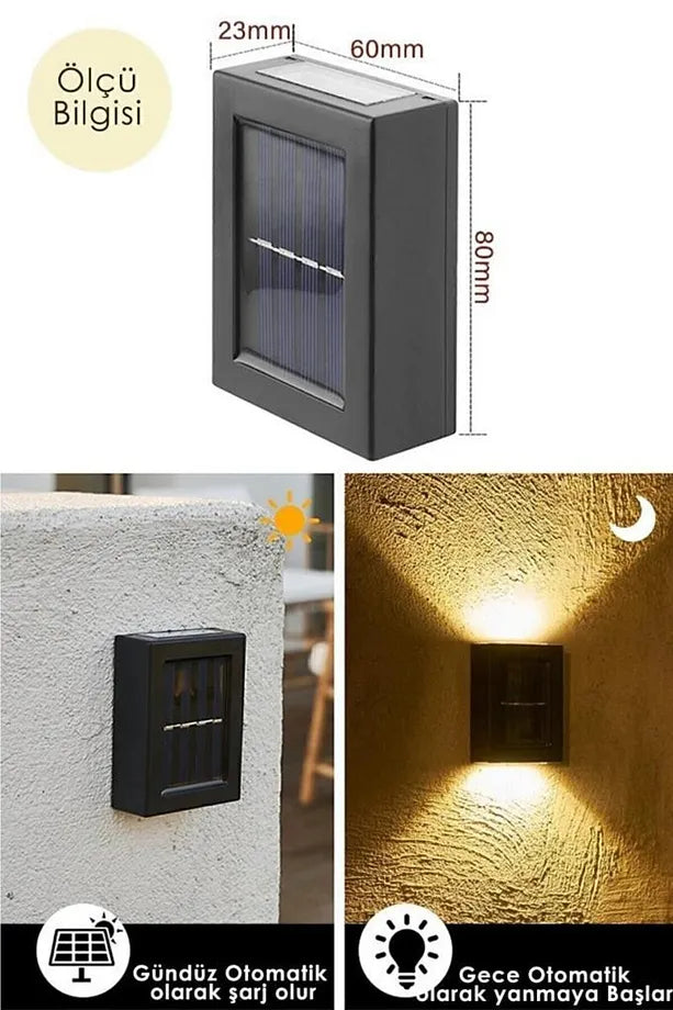 Solar Çift Taraflı Duvar Lambası Güneş Enerjili Aydınlatma