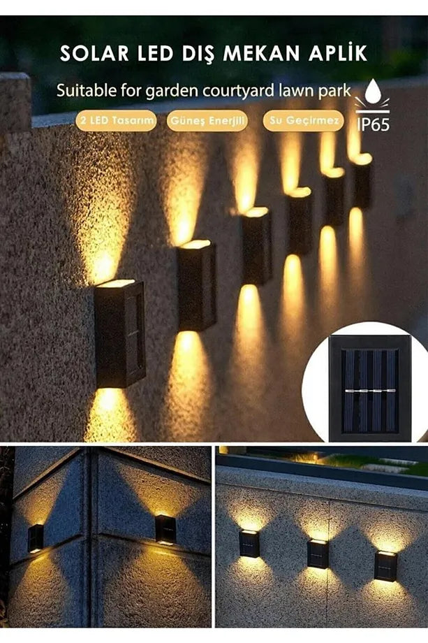 Solar Çift Taraflı Duvar Lambası Güneş Enerjili Aydınlatma
